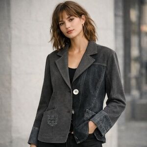Elisa Cavaletti Y2K Women’s Jersey Knit Blazer Cotton Stretch asymmetrical Sz M